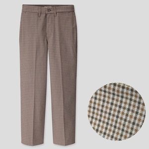 UNIQLO U Checked Straight Pants Trousers in Brown Size 10